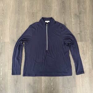 ANATOMIE  1/2 Zip Blue Long Sleeve Pima Pullover Top Sz XL Minimalist Athleisure